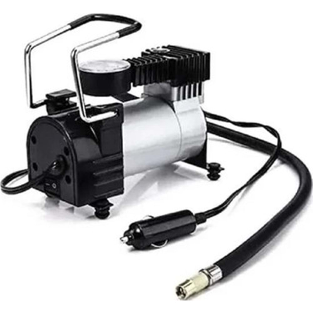HAVA KOMPRESÖRÜ KÜÇÜK ÇAKMAKLIK GİRİŞLI ( 12 V -100 PSI -30L/DK-3MT KABLO-1METRE HORTUM-30MM CAP-2ADAPTÖR 1IGNE) (DMX 4609)(1/8)