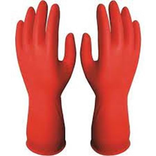 PLASTİK ELDİVEN KIRMIZI NO:7 - 7,5+