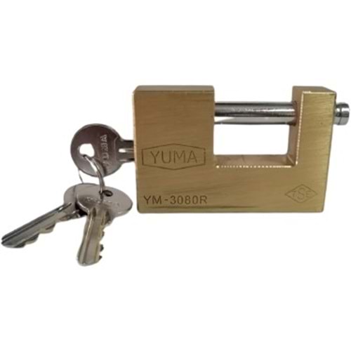YUMA PİRİNÇ 80 MM KAYAR MİLLİ KİLİT YM-3080R+