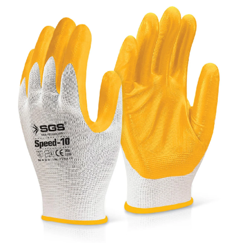 SGS7710 NİTRİL KAPLAMA ÖRME ELDİVEN SARI SPEED-10